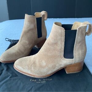 Rag & Bone | Walker Camel Suede Pull On Low Heeled Chelsea Ankle Boots